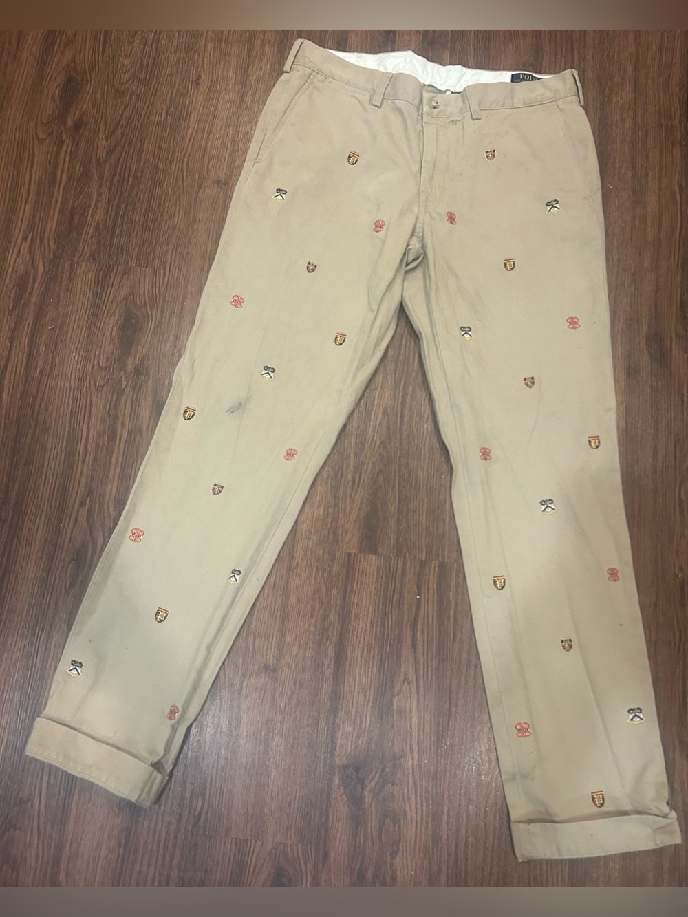 Polo Ralph Lauren Embroidered Crest Chino Pants Khaki 34x34